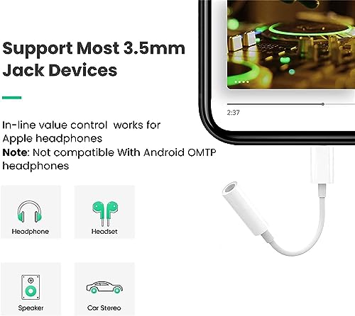 Image of [Apple MFi Certified] Apple Lightning to 3.5 mm Headphone Jack Adapter, 2 Pack iPhone 3.5mm Headphone Aux Audio Converter Dongle Adapter Compatible for iPhone 14 13 12 11 Pro Max XS XR X 8 7 6