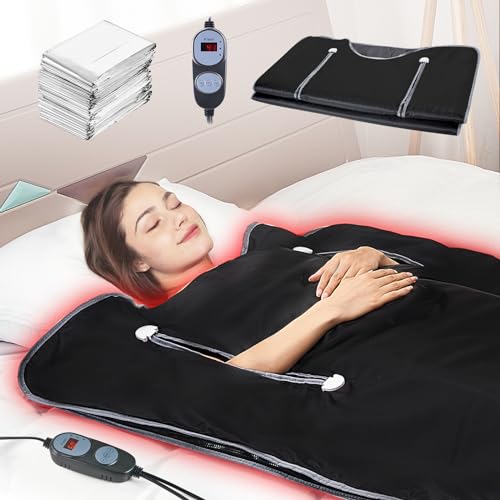 VEVOR 520W Infrarot Saunadecke 1900x900mm Sauna Blanket 1-6 Stufen (35°C-85°C) Infrarotdecke 40-Minuten-Fettverbrennung Heizdecke 5-Schicht-Sicherheitsmaterialien Heizmatte Körper Abnehmen Fitness