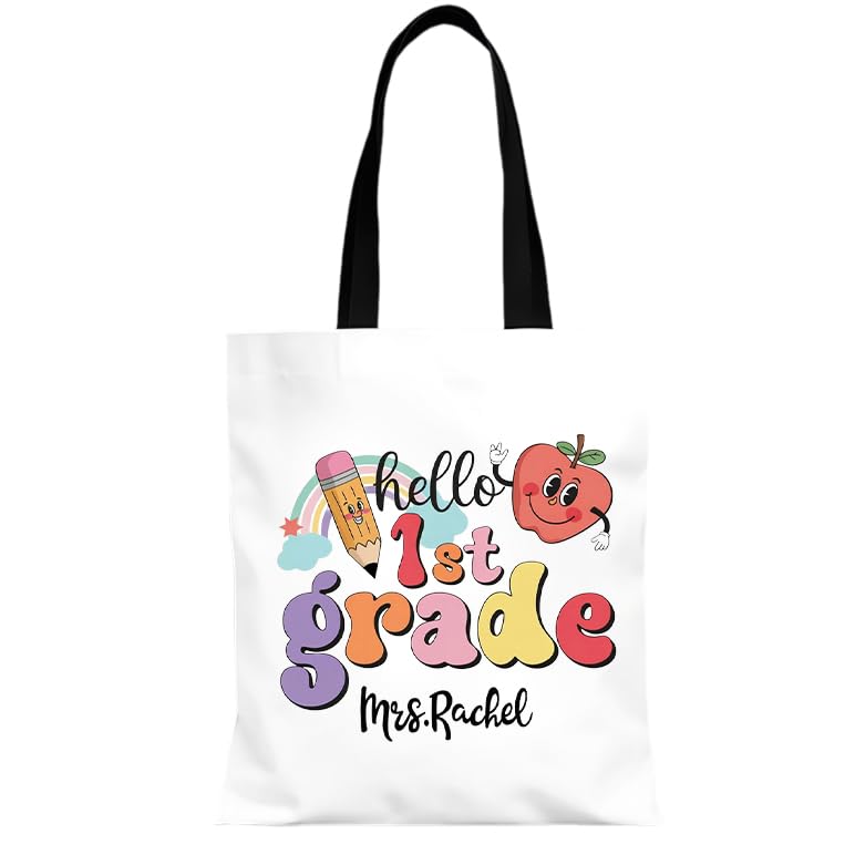Personalized Canvas Teacher Tote Bag – Large, Durable Custom Name Gift for Educators, Series 03