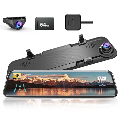 JOMISE 4K 12' Rear View Mirror Camera, Mirror Dash Cam Front and Rear, 2160P Full HD Rearview...