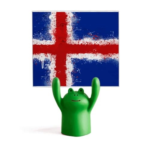 Porte-mémo grenouille drapeau Islande : le petit cadeau de bureau idéal pour collègue voyageur