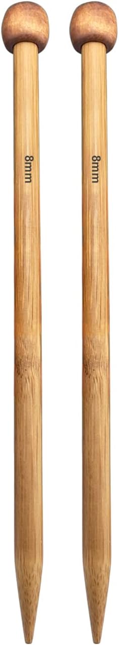 Weabetfu Bamboo Knitting Needle Straight Single Pointed 10-inch Length Knitting Needles for Handmade DIY Knitting,US Size 11(8mm)