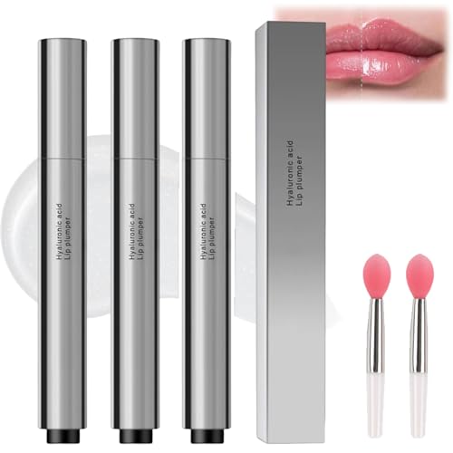 Rellenador de labios con ácido hialurónico, tratamiento transparente e hidratante para dar volumen a los labios, hidratante y no pegajoso. (3 unidades)