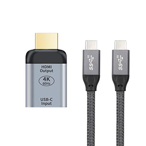 Cablecc - Adaptateur avec câble USB-C 10Gbit/s de 100 W femelle vers port HDMI HDTV à résolution 4K 60 Hz 1080p pour tablette, téléphone et ordinateur portable