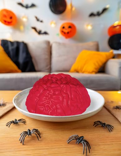 FIESTAS GUIRCA | Molde de silicone cérebro (24 x 18 cm) - decoração de mesa para Halloween e festas temáticas - ideal para sobremesas e gelatinas assustadoras - laranja