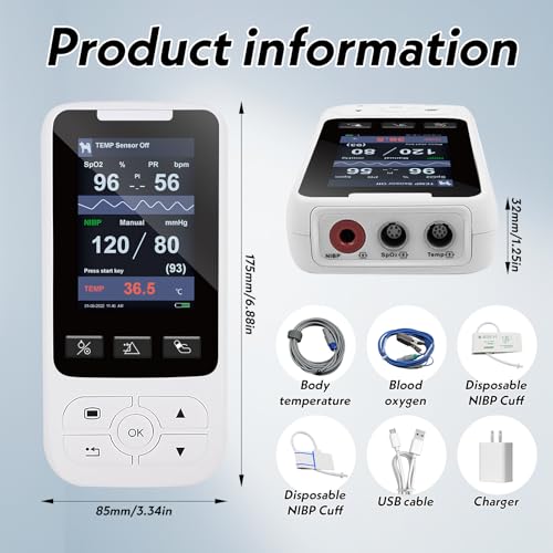 SINOHERO Veterinary Monitor for Pet,SpO2/TEMP/NIBP/PR Spot Check or Continuous Monitoring for Animal(Include Dogs and Cats) As Clinical Equipment
