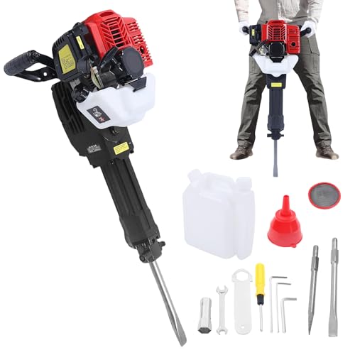 YIYIONCE 52CC Demolition Hammer 2 Stroke Jack Hammer Concrete Breaker Gas Powered Jack Hammer Vertical Handheld Jackhammer Drills with 2 Chisel 1.9KW Rock Breaker for Braking Concrete Ice | US STOCK