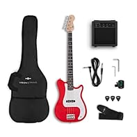 ELECTRIC BASS GUITAR FOR BEGINNERS: Easy to hold classic C-shape neck lightweight body to help beginners master their craft. INNOVATIVE DUAL CUTAWAY DESIGN FOR A WIDER RANGE OF MUSIC : The modern cutaway design makes it easy to play all the notes on ...