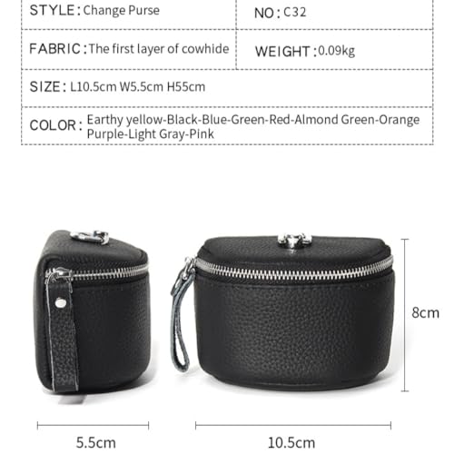 Genuine Leather Lipstick Zipper Change Wallet Small Credit Card Pouch Coin Purse with Hanging Strap Purple One Size(Purple)3