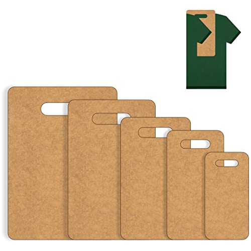 Kit 5 Gabaritos Para Dobrar Camisetas Roupas Organizador Mdf PP, P, M, G, GG MDF Cru