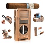 Volenx Lighter, 3 Jet Lighter with Cutter Candle Lighter, Rechargeable Butane Jet Torch Lighter, Fire Lighter for Smoking Cigar And Cigarette,Lighters Gift Suitable, Bronw