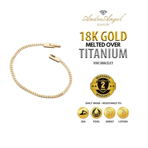 AndreAngel 18K Gold Melted Over Titanium Alloy Vine Chain Link Bracelet Unisex Women Men Waterproof Adjustable High-Polished Finish Comfort Fit Tarnish Resistant Design A73 - Image 4