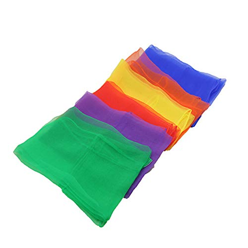 CH01 Pack of 6 Belly Dance Juggling Scarves Square Dance Scarves Juggling Scarf Silk Scarves Music Movement Scarf for Baby Toddler Kids2
