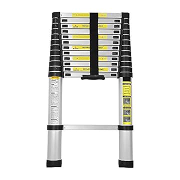 Tubiaz Scala telescopica da 3,8 m, in alluminio, pieghevole, antiscivolo, portata 150 kg/330 kg, 13 pioli