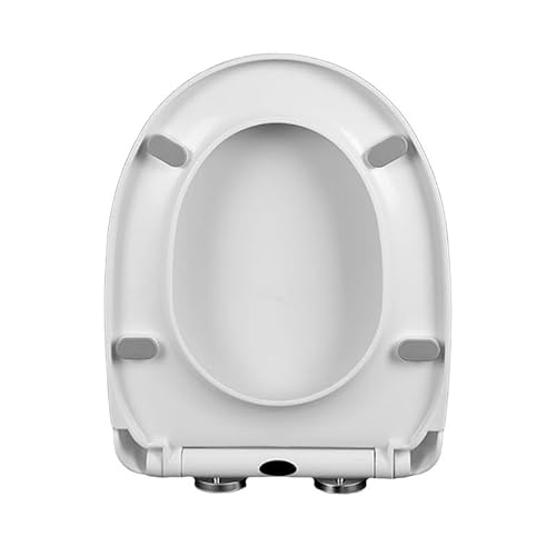 Giural White Toilet Seat Soft Close 34 * 42Cm, 360° Adjustable Hinge For Easy Cleaning, D Shape Toilet Seat, Quick Release Loo Seat Top Fixing Easy Installation