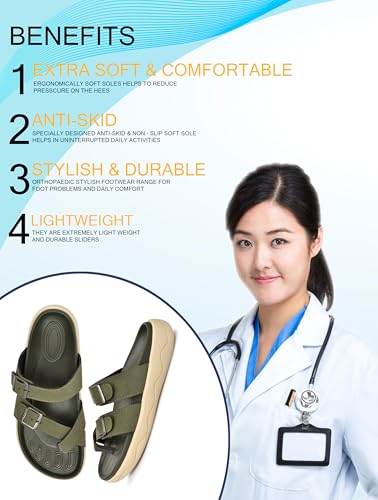 Image of HEALTH FIT Extra Soft Premium Classic Cushion Sliders /with Adjustable Buckle Strap & Light Weight Anti-SkidWaterproof Luxurious Slippers for Men's HF119