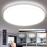 LED Deckenleuchte Dimmbar 18W 1800LM Lichtfarbe und Helligkeit Einstellbar mit Fernbedienung, IP54 Deckenlampe 3000K-6500K für Wohnzimmer Schlafzimmer Badezimmer Kinderzimmer Küche Büro Ø22*H4.8cm