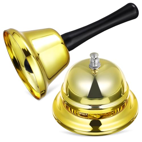 ZUNOXAZ 2 Pezzi Campanelli da Eleganti per Ricevimento Campanella Servizio in Metallo con Suono per Ristorante Hotel e Reception