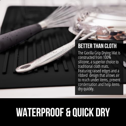 Gorilla Grip 840029691397 100% Bpa-Free Silicone Dish Drying Mat For Kitchen Counter, Slip Resistant Dishwashing Mat, Quick Dry, Heat Resistant Waterproof Sink Mats, Fits Under Rack thumb #2