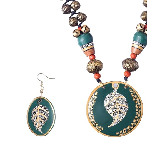 Image of AAKRITI ART CREATIONS Handcrafted Women's Jewelry Set - Elegant Ethnic Necklace and Earrings, Statement Fashion Accessories for Parties & Festivals
