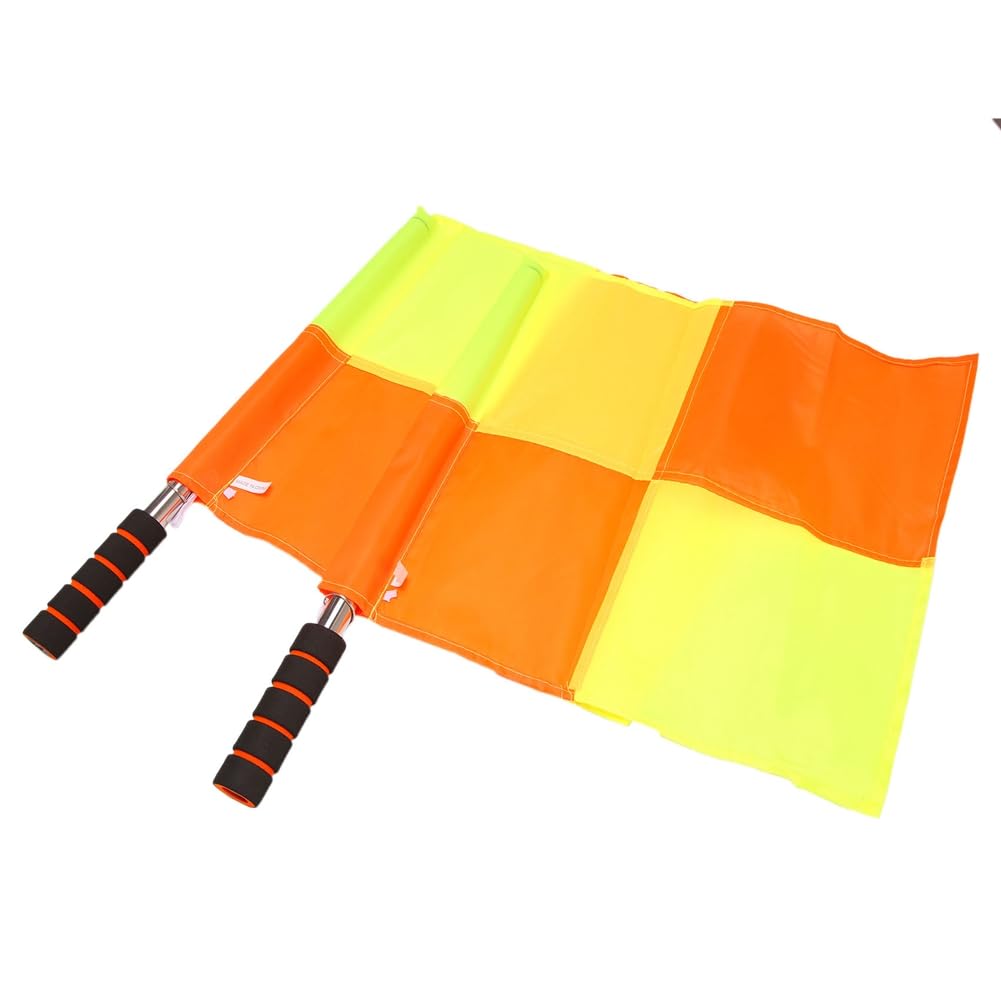 2 banderas de árbitro de fútbol con bolsa de transporte de fútbol línea lateral juez de línea lateral juego deportivo banderas árbitro equipo