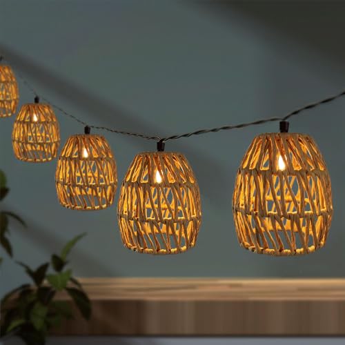 10 Stück LED Solar Lichterkette Outdoor 3.6m, Lichterkette Außen Solar Wetterfest IP65, Papierseil Solarlichterkette, Solar Lichterkette Aussen, Solar Lampions Außen Wetterfest Für Garten Balkon (A)