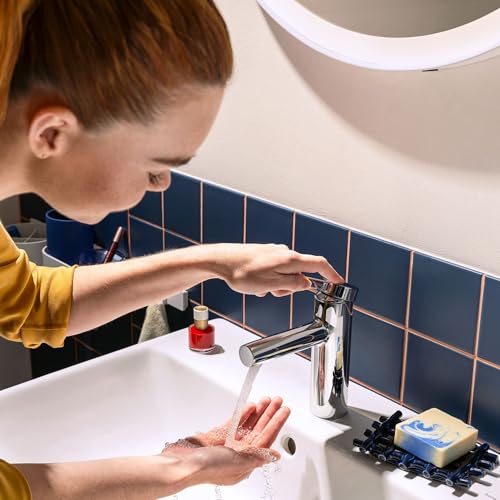 hansgrohe Zesis S - Waschtischarmatur mit Zugstangen-Ablauf, energiesparend (CoolStart), Wasserhahn Bad mit Auslaufhöhe 104 mm, Mischbatterie Waschbecken wassersparend (EcoSmart+), Chrom, 74720000