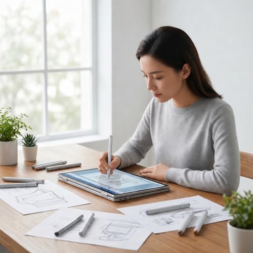Image of Stylus Pen Compatible with Surface Pro, 4096 Pressure Levels & Tilt Active Pen, MPP 2.0 Palm Rejection Touch Screen Pencil, 80H Battery (Silver)