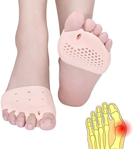 Metatarsal Pads,Gel Toe Separator, Metatarsal Cushion Toe Separators, New Material, (4 PCS Nude), Breathable & Soft Gel, Toe Spacers, Forefoot Pads, Great for Blisters, Forefoot Pain, Diabetic Feet.