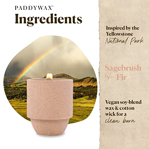 Paddywax National Parks Artisan Soy Wax Scented Candle, 11-Ounce Textured Ceramic Jar, Yellowstone - Sagebrush + Fir #TOP1