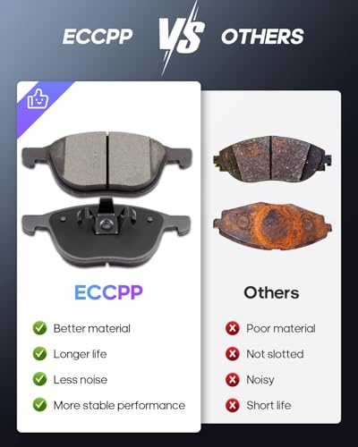 Image of ECCPP 8pcs D1044 D1095 Ceramic Disc Brake Pads For Ford For Focus 2012-2018 | Front Rear Brake Pads 2018 For Ford For EcoSport,2013 2014 2015 2016 For Ford For Escape,2004-2013 For Mazda For 3;w /Hardware