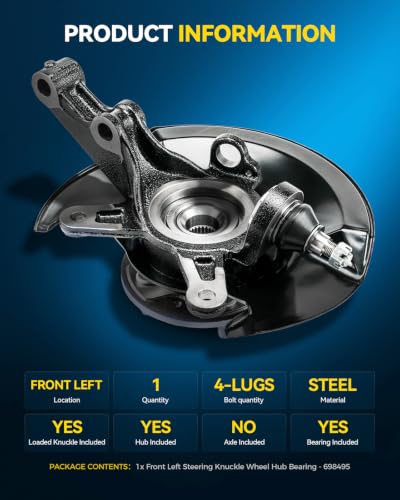 Image of PHILTOP Front Steering Knuckle & Wheel Bearing Hub Assembly Fit for Honda Civic 2003-2005,1PC Driver Side Replaces 698495