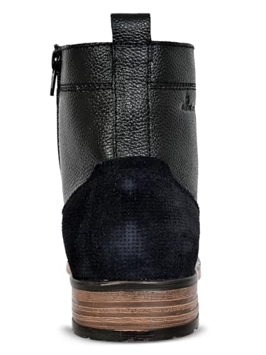 Image of Allen Cooper Genuine Premium Leather Luxury Memory Foam High-Top Ankle Boots Shoes For Men(962|Black|Size-6,7,8,9,10)