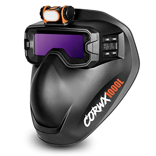 COREONE WELDING Goggle with Mask and LED. Fitted with 2 arc sensors, the Welding Goggles Provide 5-13 Shade control as well as GRIND mode CORWX1000L