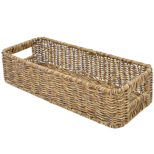 TOMETURE Cesta de Almacenamiento Tejida para Cocina y Escritorio Cesta Organizadora Multifuncional Color Café Oscuro para Artículos Varios del Hogar Práctica