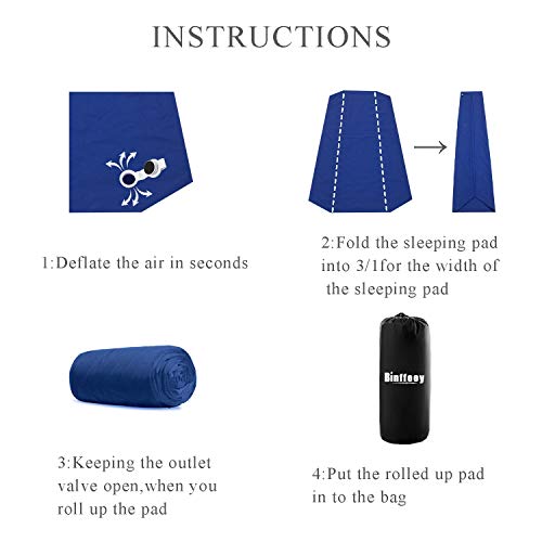Binffeey Sleeping Pad for Camping - Sleeping Pads for Backpacking Inflatable Sleeping Pad with Pillow, Lightweight Camping Pad Portable Air Sleeping Mat for Backpacking Hiking Traveling