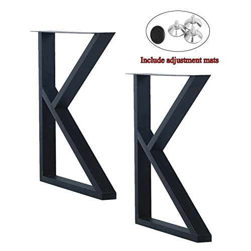 Image of MBQQ 2 Pcs Furniture Legs Rustic Decory K Shape Table Legs,Heavy Duty Metal Desk Legs,Dining Table Legs,Industrial Modern, DIY Iron Bench Legs(H28 inchxW17.7 inch)