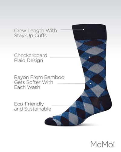 MeMoi Men's Argyle Rayon Dress Crew Socks3