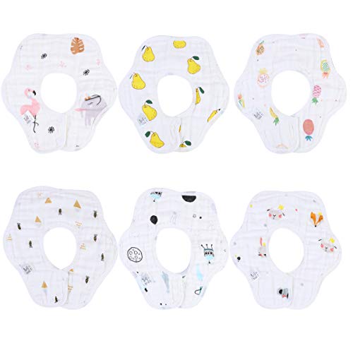 SOIMISS6pcs Babero de bebé de Dibujos Animados Babero a Prueba de Agua para bebés Babero para Comer Infantil Toalla de Leche contra vómitos (Animal, Estrella, Abeja, Piña, Pera, Flamenco de Elefante)