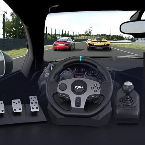 Image of Playtastic PXN V9 Gen2 Racing Wheel with Shifter and Pedals, 270 /900 Degree Vibration Gaming Steering Wheel