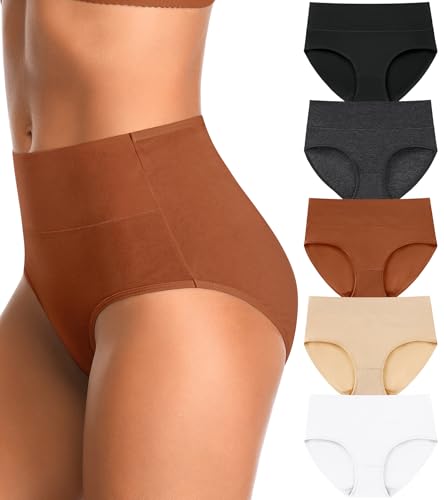 Image of High Waisted Postpartum Underwear Womens Cotton Underwear Soft Breathable Full Coverage Stretch Panties Multipack