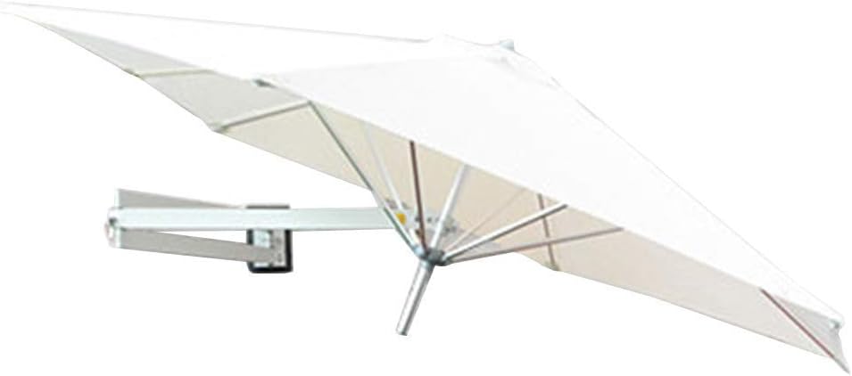 Parasols Wall-Mounted Aluminium Patio Umbrella - Outdoor Garden Balcony Tilting Sunshade Umbrella, 7ft / 220cm (Color : Off-White)