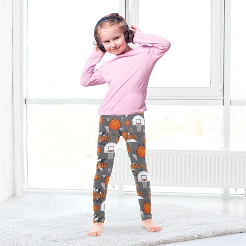 J JOYSAY Basketball Rebounds Gray Girls Leggings Soft Comfortable Stretchy Kids Girls Capri Leggings Size 4-10T4