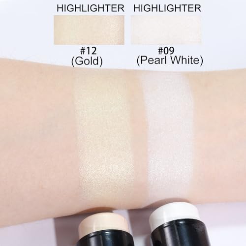 Kaely 2Pcs Cream Highlighter Stick Kit,Cheek Contour Glitter Highlight Palette Sticks,Face Makeup Shimmer Brighten Pen,contorno en crema maquillaje para mujer en oferta,Long Lasting Waterproof,09+12 - Image 4