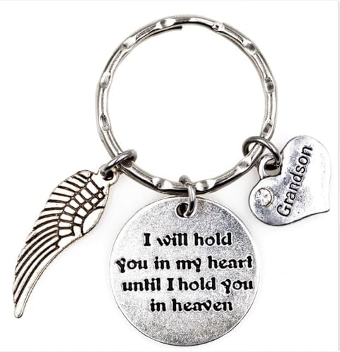 I Will Hold You in My Heart Until I Hold You in Heaven Angel Wing Loss of Grandchild for Grandma Grandmother Mimi Mama Granny Grandpa Gramps Granddad Grandfather 115R (Grandson)