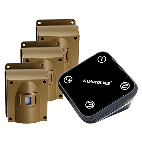 Wireless Driveway Alarm w/Three Sensors Kit Outdoor Weather Resistant Motion Sensor/Detector- Best DIY Security Alert System- Protect Home, Perimeter, Yard, Garage, Gate, Pool