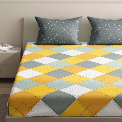 Image of Wakefit Fitted 144TC 100% Cotton Printed Bedsheet, Mario King Size (72x70 Inches / 1.8mx1.8m) with 2 Pillow Covers Free