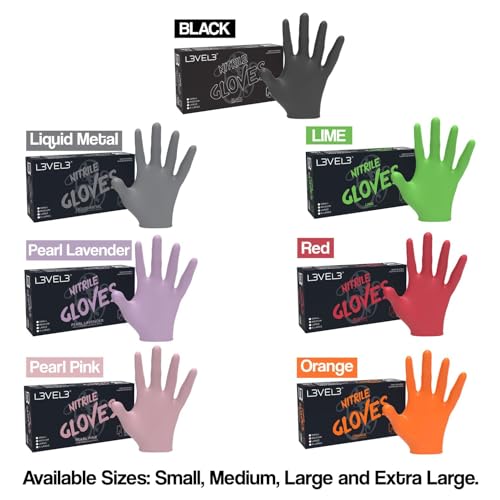 Image of L3 Level 3 Nitrile Gloves - Professional Heavy Duty Disposable Gloves - Latex Free - Fits Snug - Box of 100
