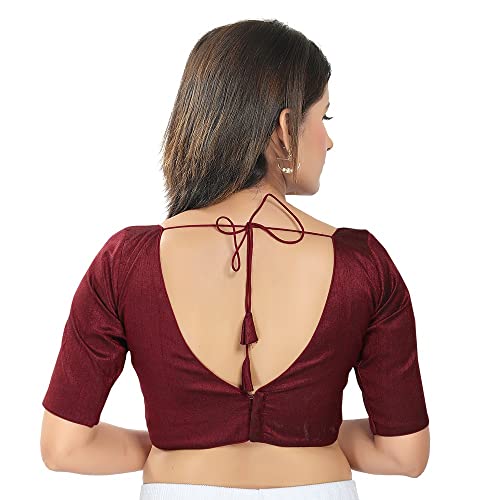 Image of Vamas Women's Silk Padded Self Design Half Sleeve Readymade Saree Blouse (VFJ-140)