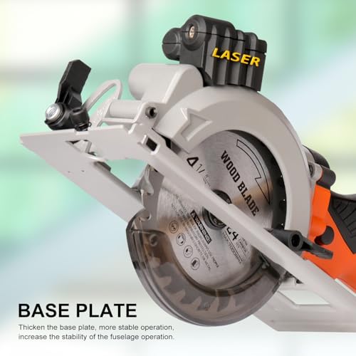 Yunirvana 5.8 Amp 3500 RPM Circular Saw with Laser Guide, 1-11/16\" Deep Cut at 90°, 1-1/8\" at 45°, 4-1/2\" TCT Blades (24T & 40T), Vacuum Adapter, Blade Wrench, and Rip Guide Included - Thumbnail 3